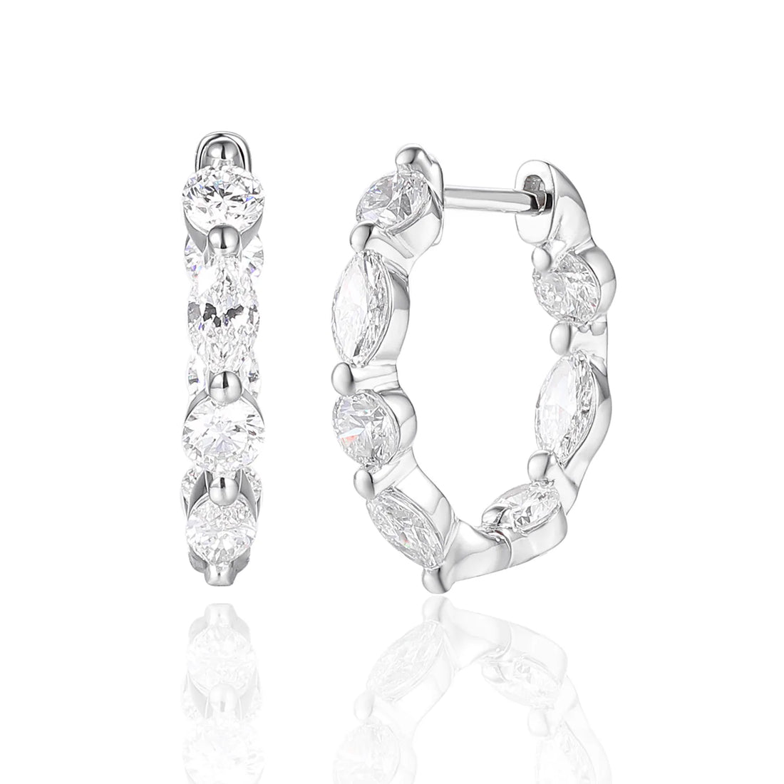 Round & Marquise Diamond Hook Earrings – 3.65ct — Savina Diamonds (view 1 of 2)