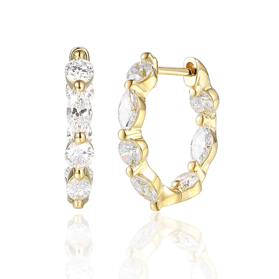 Round & Marquise Diamond Hook Earrings – 3.65ct — Savina Diamonds (view 1 of 2)