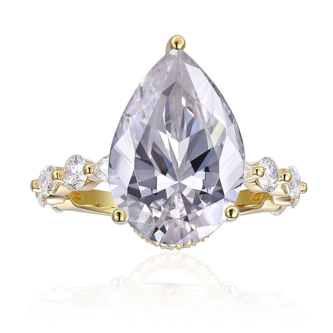 "Evangeline" Pear Side Stone Ring — Savina Diamonds