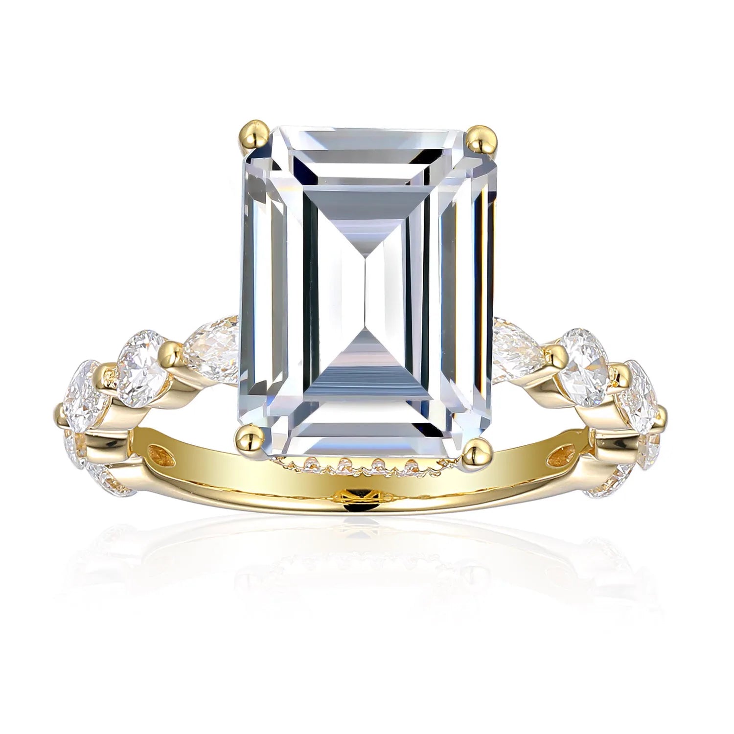 "Madeleine" Emerald Side Stone Ring — Savina Diamonds