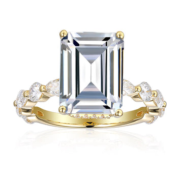 "Madeleine" Emerald Side Stone Ring — Savina Diamonds