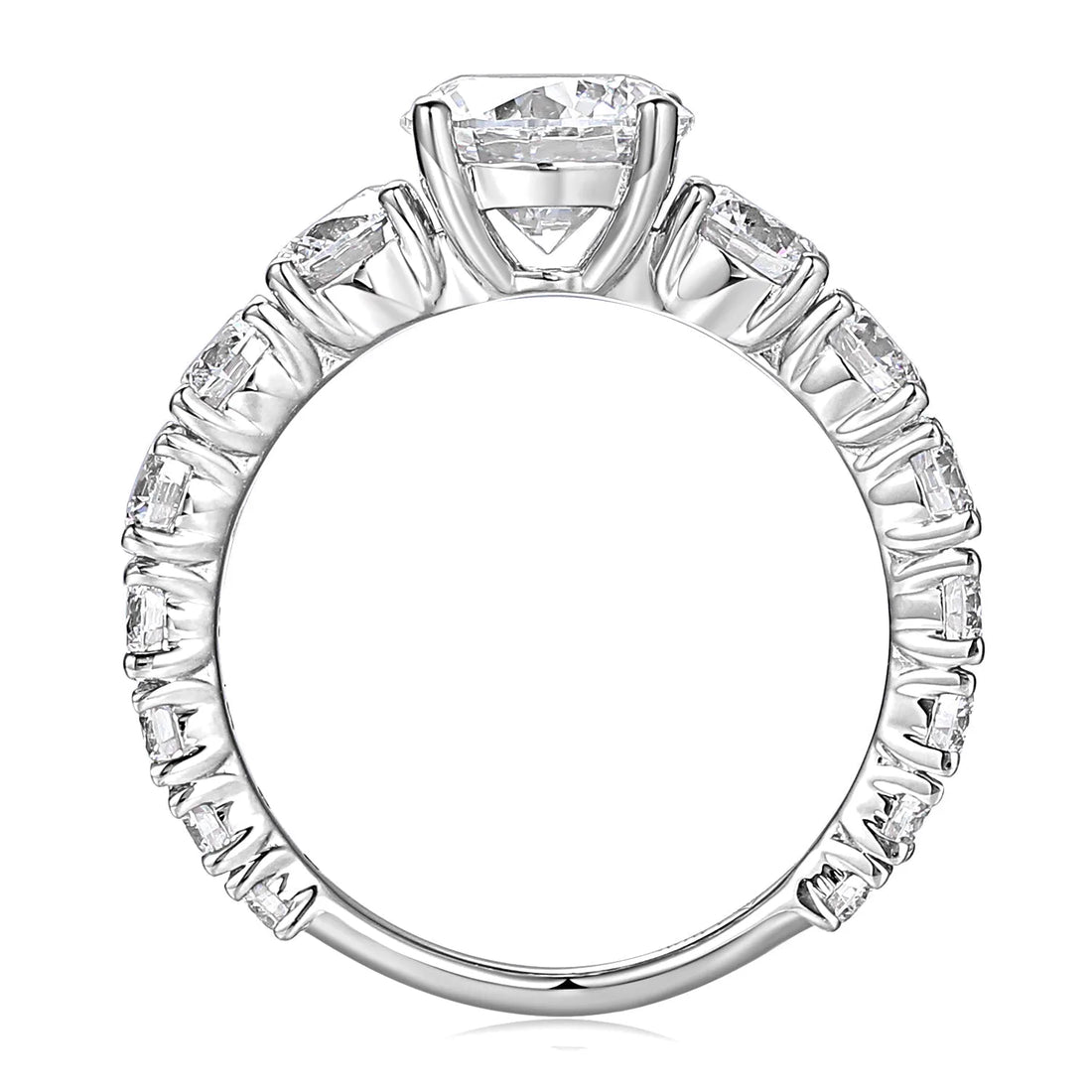 ROUND SIDE STONE "VALENTINA" RING — Savina Diamonds (view 1 of 8)