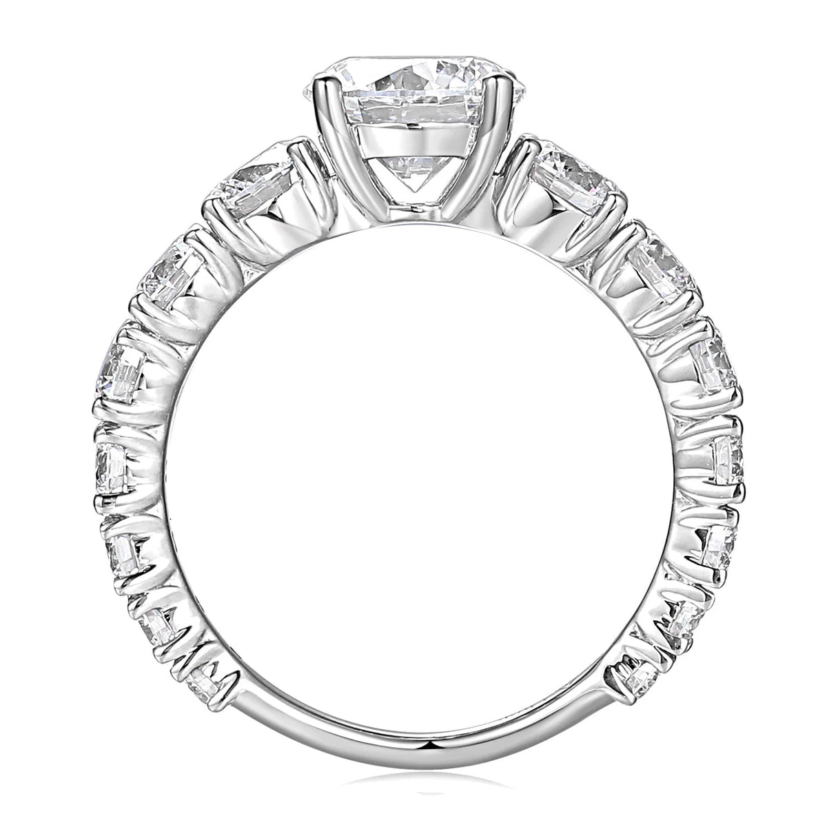 ROUND SIDE STONE "VALENTINA" RING — Savina Diamonds (view 1 of 8)