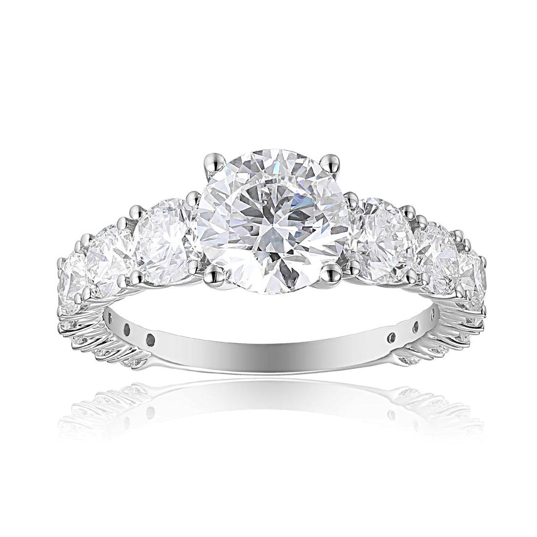 ROUND SIDE STONE "VALENTINA" RING — Savina Diamonds (view 1 of 8)