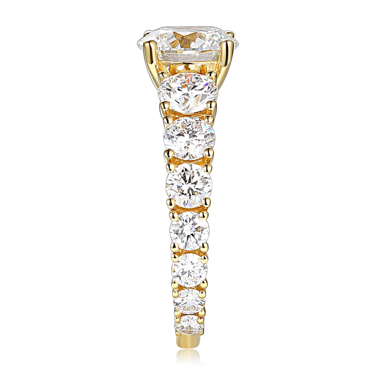 ROUND SIDE STONE "VALENTINA" RING — Savina Diamonds (view 3 of 8)