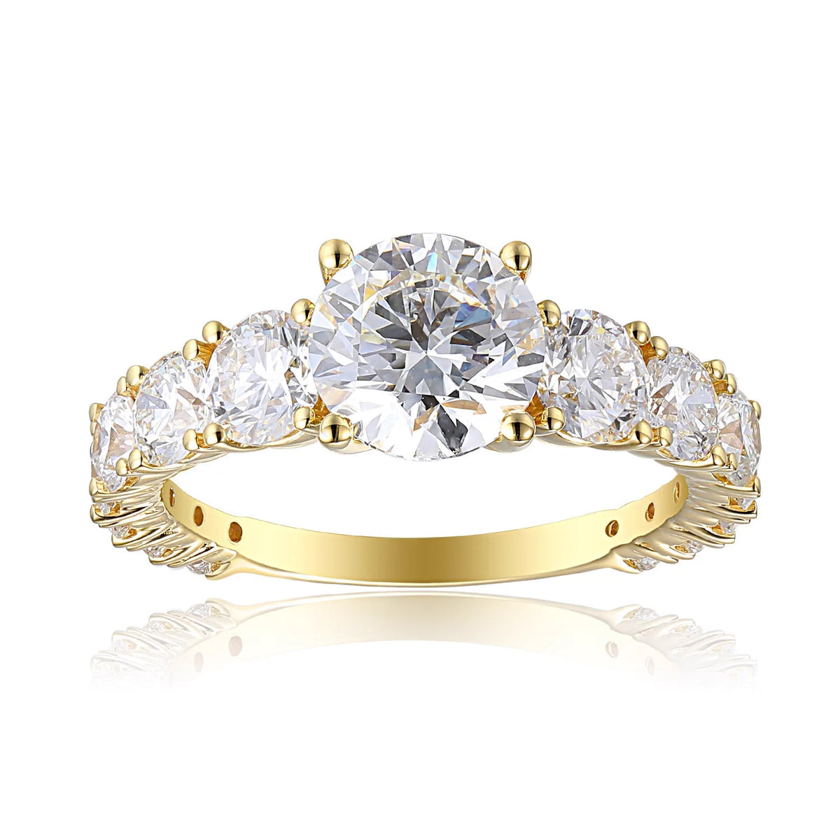 ROUND SIDE STONE "VALENTINA" RING — Savina Diamonds (view 5 of 8)