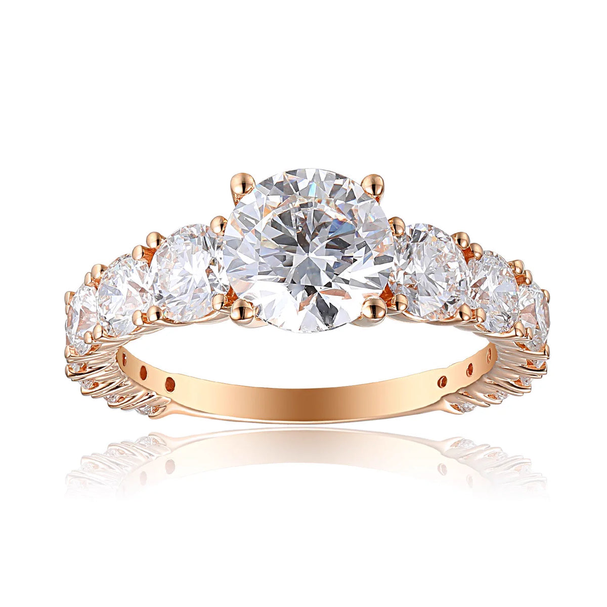 ROUND SIDE STONE "VALENTINA" RING — Savina Diamonds (view 6 of 8)