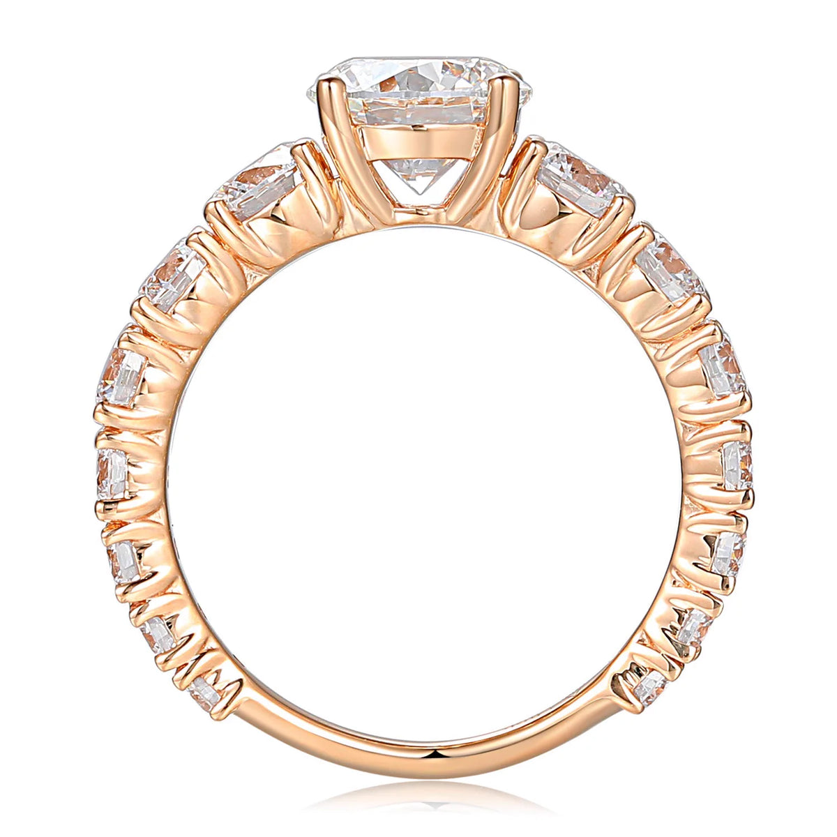 ROUND SIDE STONE "VALENTINA" RING — Savina Diamonds (view 8 of 8)