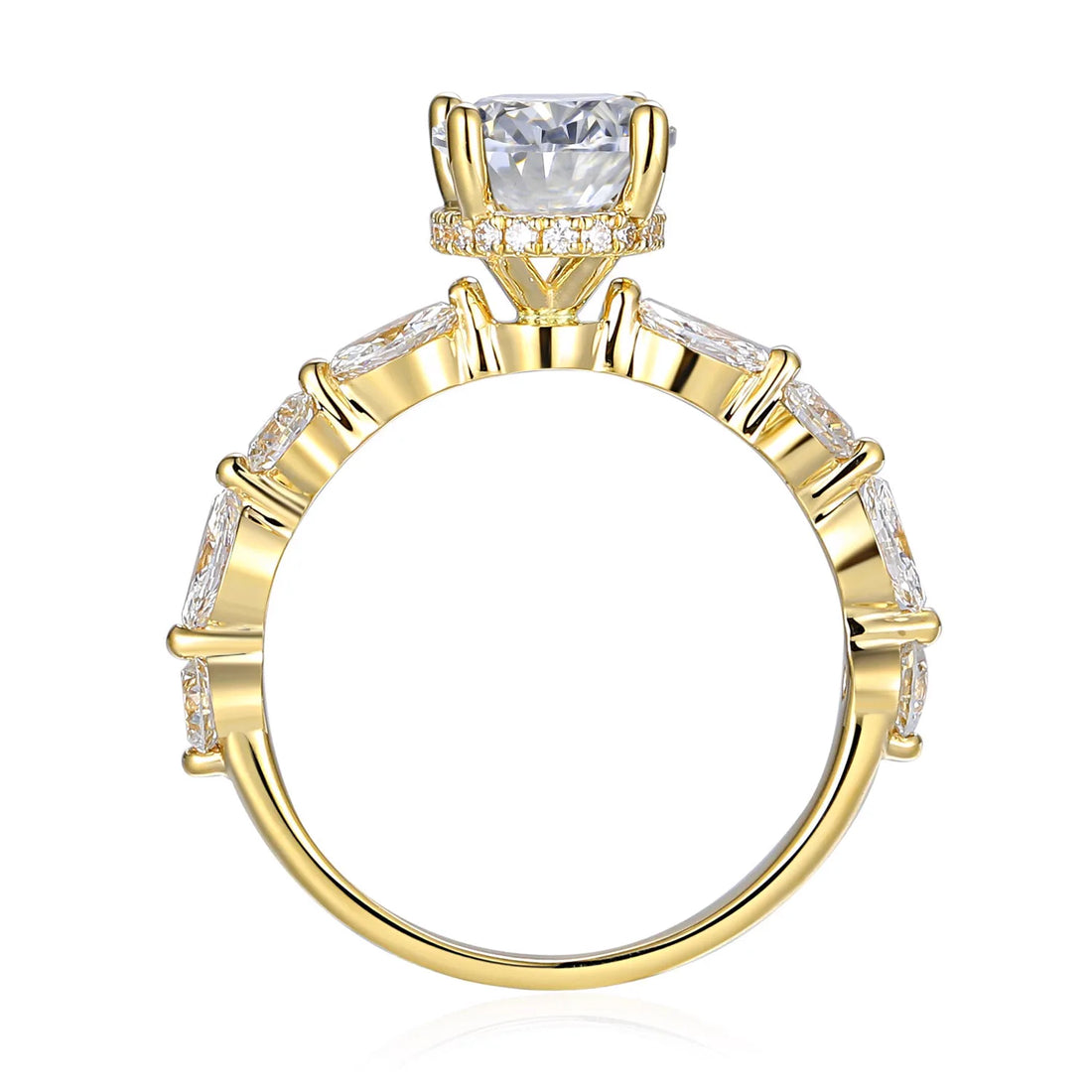 "Emilia" Oval Side Stone Diamond Ring — Savina Diamonds (view 1 of 2)