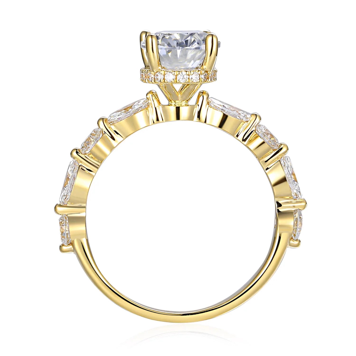 "Emilia" Oval Side Stone Diamond Ring — Savina Diamonds (view 1 of 2)