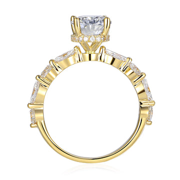 "Emilia" Oval Side Stone Diamond Ring — Savina Diamonds (view 1 of 2)