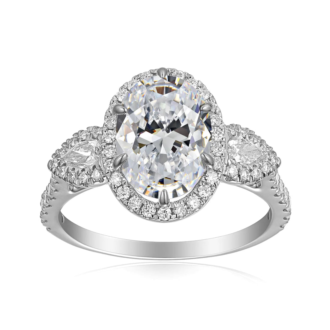 "Seraphina" Oval Trio Pear Diamond Ring — Savina Diamonds
