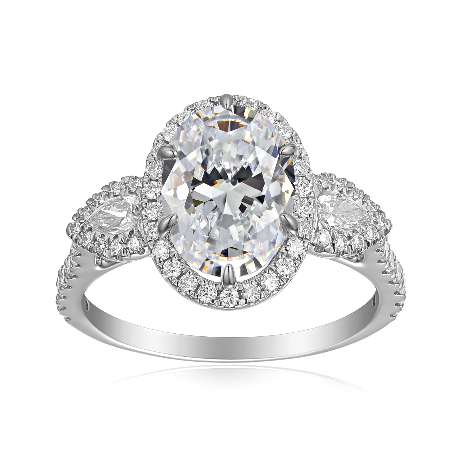 "Seraphina" Oval Trio Pear Diamond Ring — Savina Diamonds
