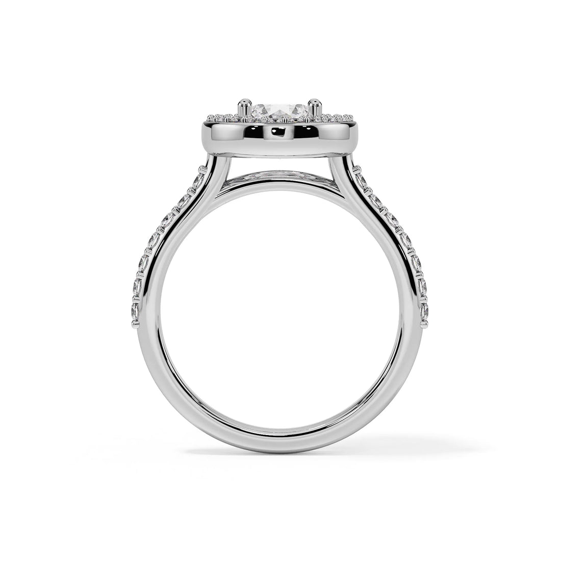 "Aurora" Round Halo Pavé Solitaire Ring — Savina Diamonds (view 1 of 4)