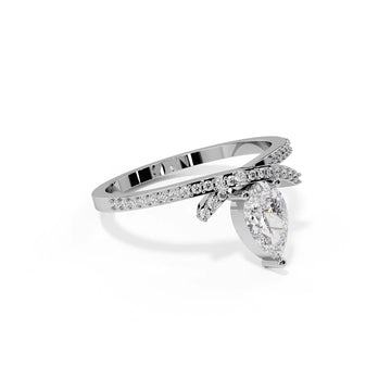 "Isabelle" Pear Crossover Pavé Solitaire Ring — Savina Diamonds (view 1 of 4)