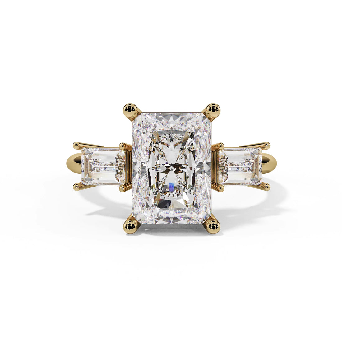"Grace" Cushion Emerald Trilogy Ring — Savina Diamonds (view 1 of 4)