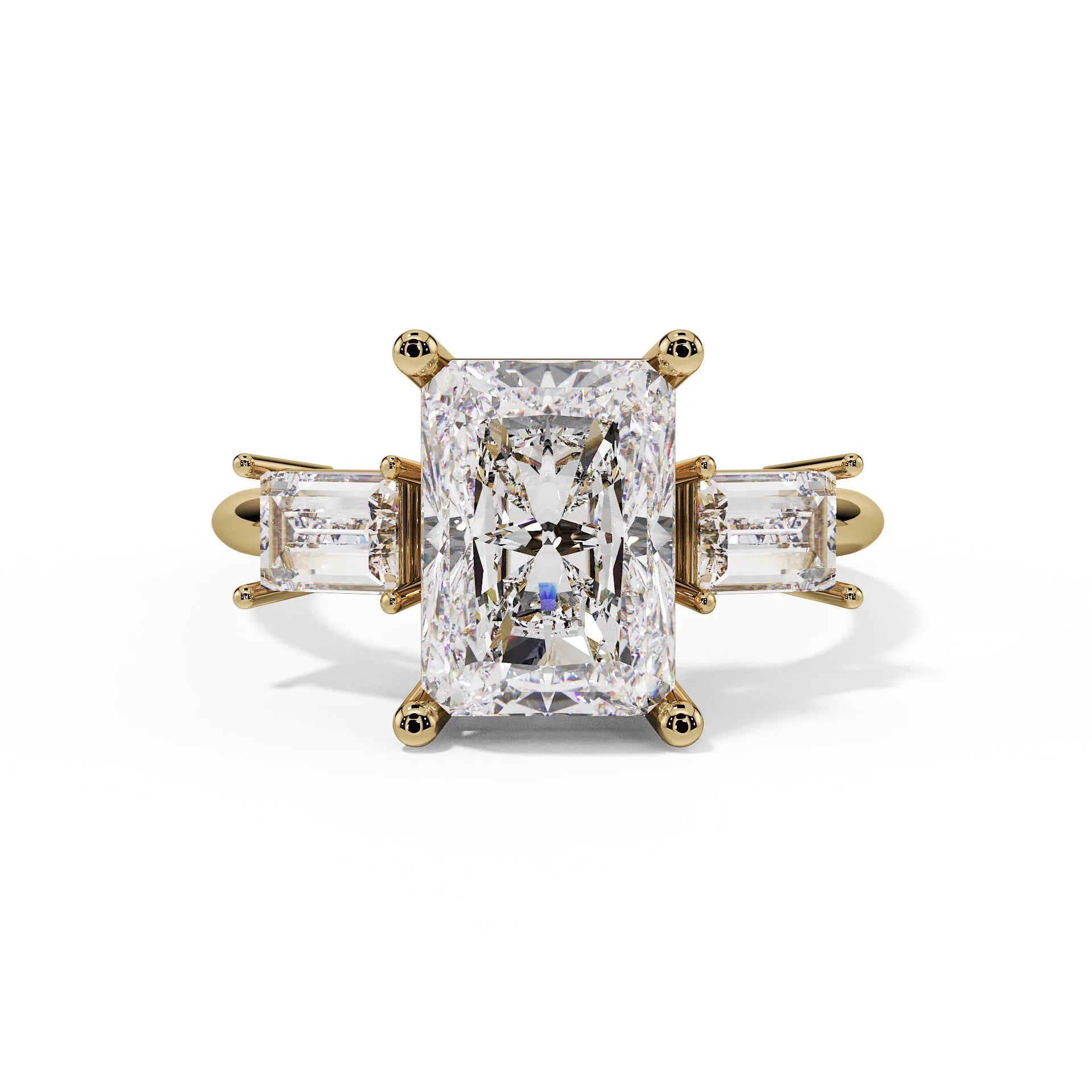 "Grace" Cushion Emerald Trilogy Ring — Savina Diamonds (view 1 of 4)