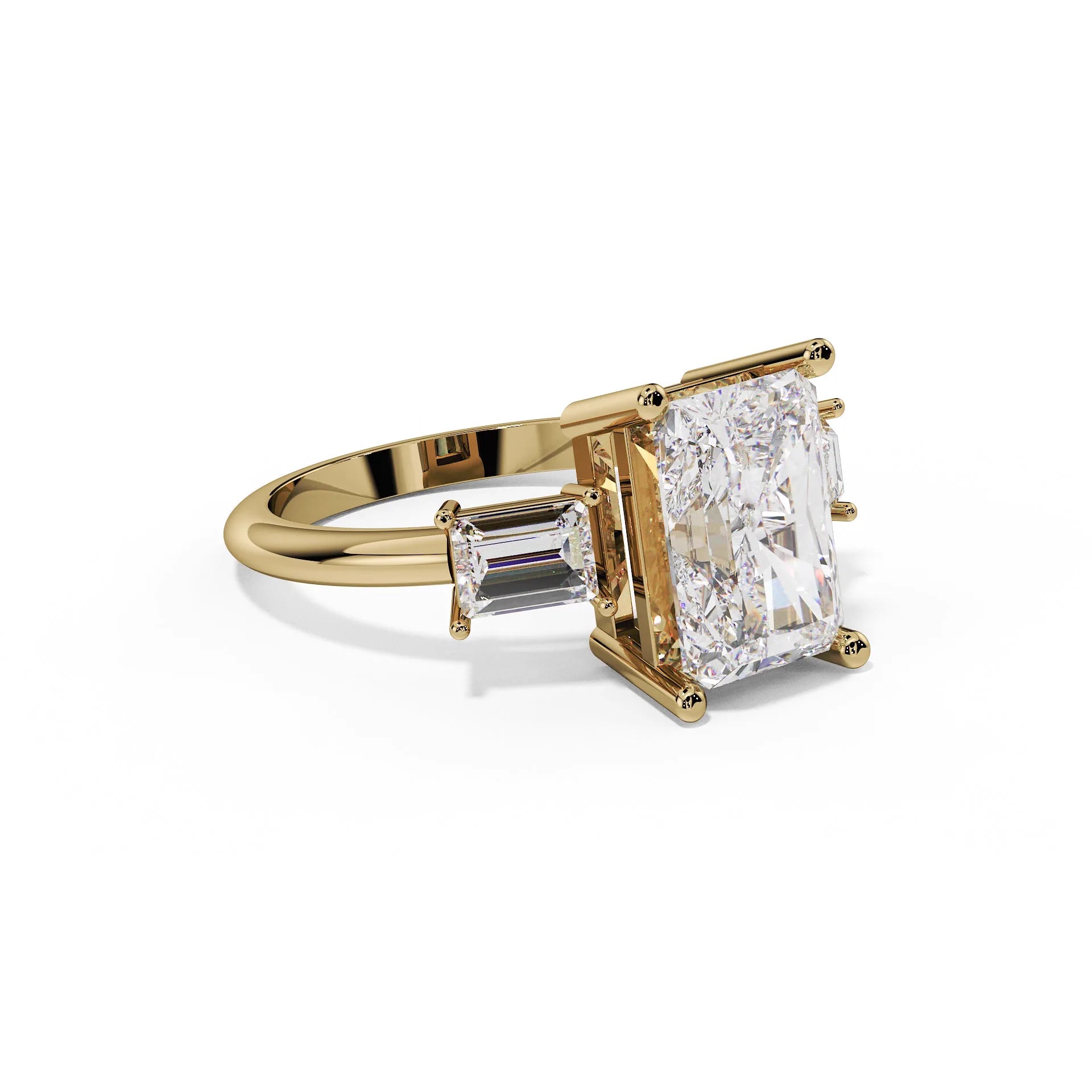 "Grace" Cushion Emerald Trilogy Ring — Savina Diamonds (view 2 of 4)