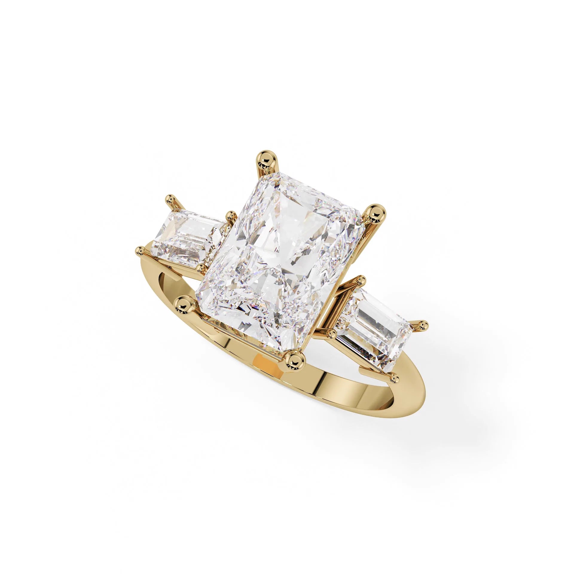 "Grace" Cushion Emerald Trilogy Ring — Savina Diamonds (view 4 of 4)