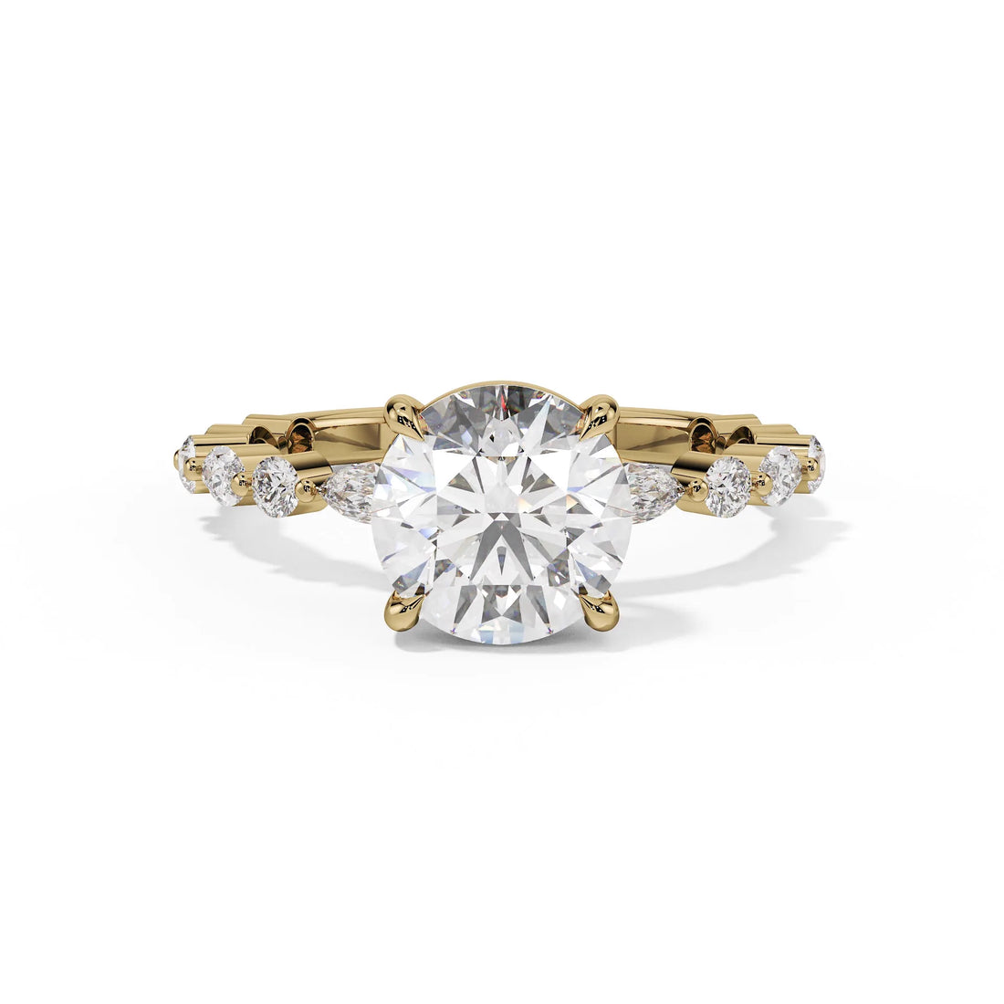 "Juliette" Round Mixed Pavé Solitaire Ring — Savina Diamonds (view 1 of 4)