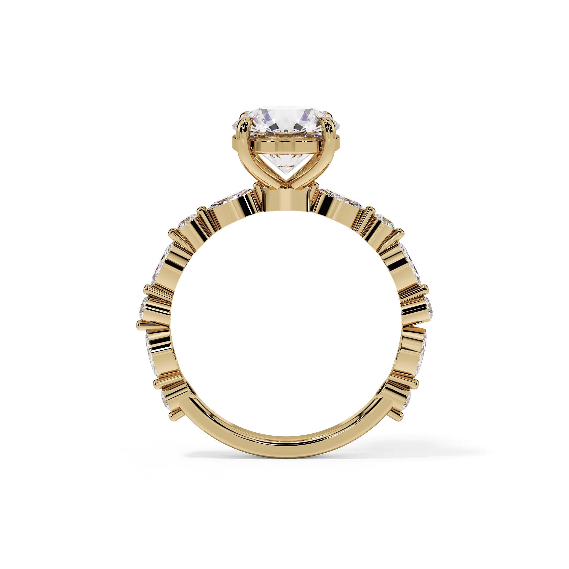 "Juliette" Round Mixed Pavé Solitaire Ring — Savina Diamonds (view 4 of 4)