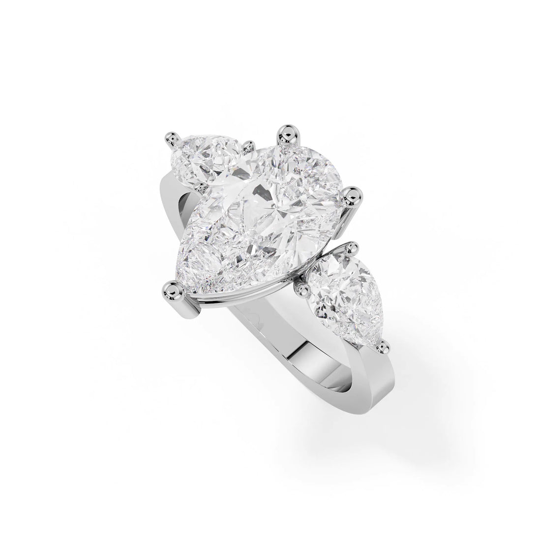 "Eloise" Pear Trilogy Three-Stone Ring — Savina Diamonds (view 1 of 4)