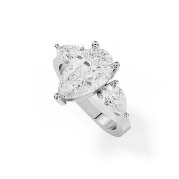 "Eloise" Pear Trilogy Three-Stone Ring — Savina Diamonds (view 1 of 4)