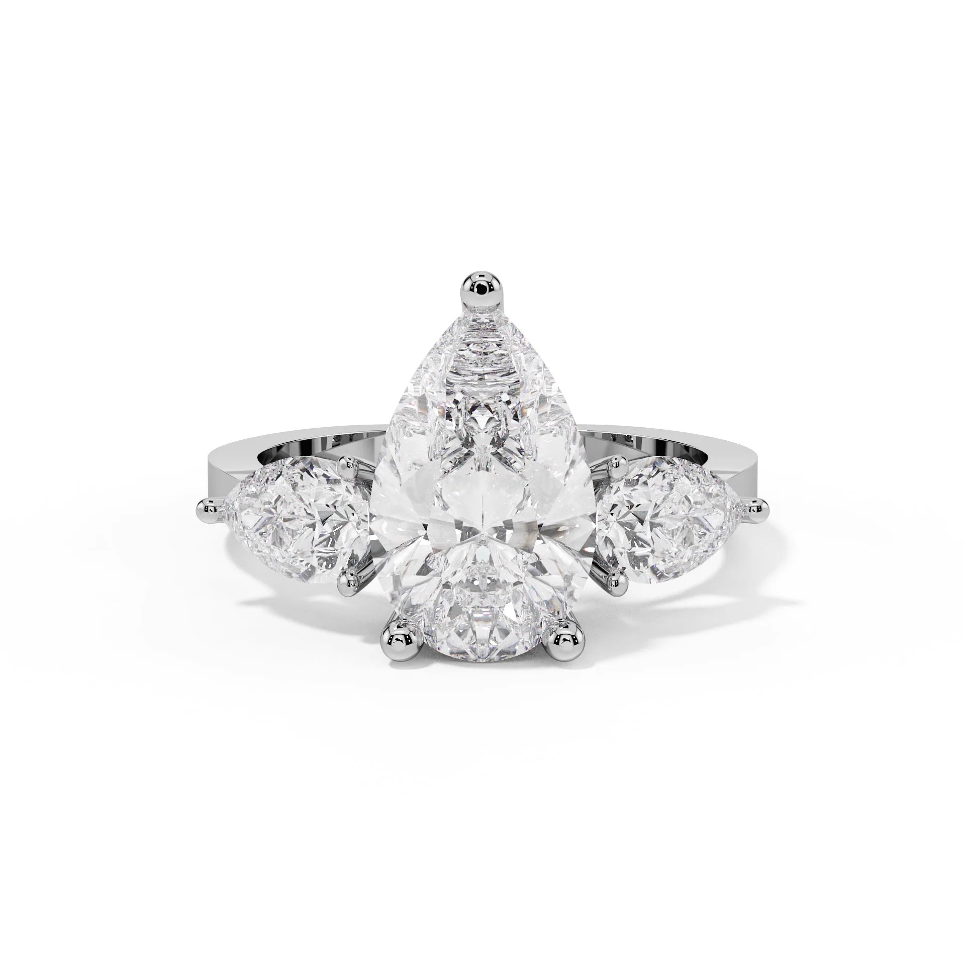 "Eloise" Pear Trilogy Three-Stone Ring — Savina Diamonds (view 3 of 4)