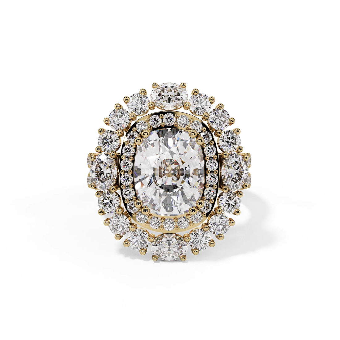 "Arabella" Oval Double-Band Pavé Halo Ring — Savina Diamonds (view 1 of 4)