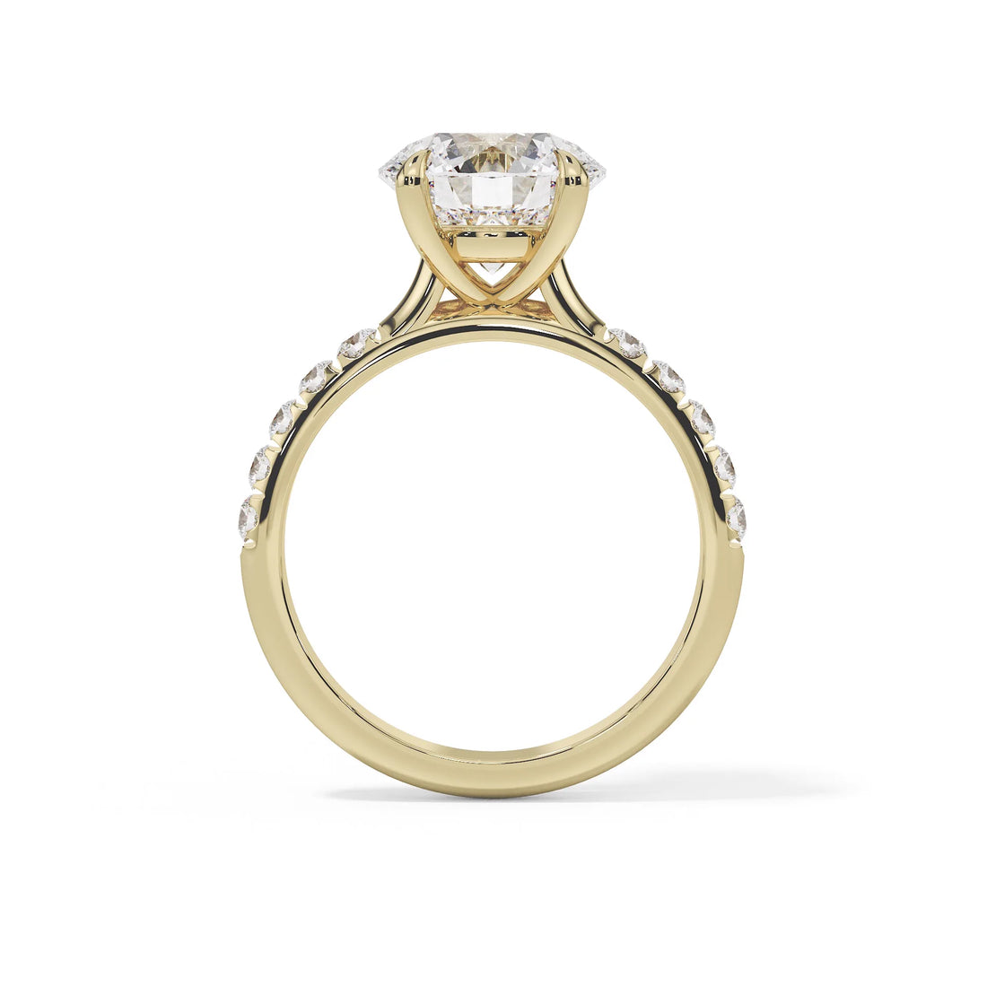 "Amara" Round Pavé Side Stone Ring — Savina Diamonds (view 1 of 4)