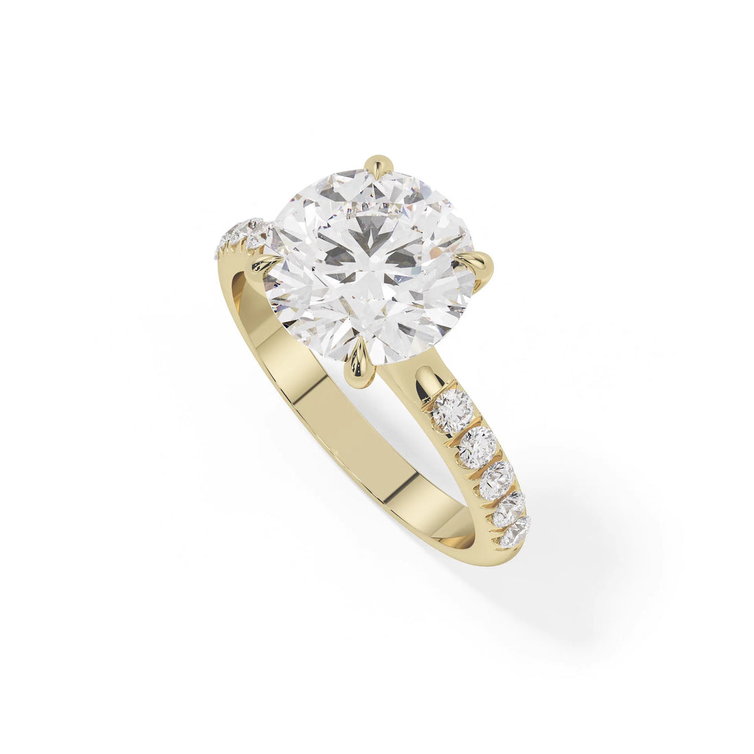 "Amara" Round Pavé Side Stone Ring — Savina Diamonds (view 1 of 4)