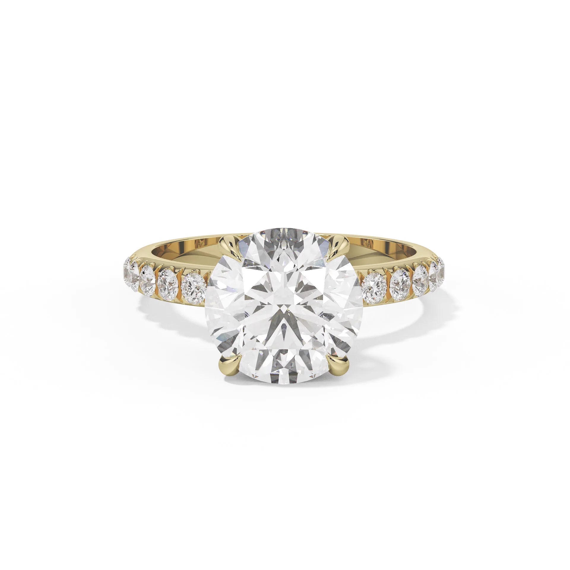 "Amara" Round Pavé Side Stone Ring — Savina Diamonds (view 3 of 4)