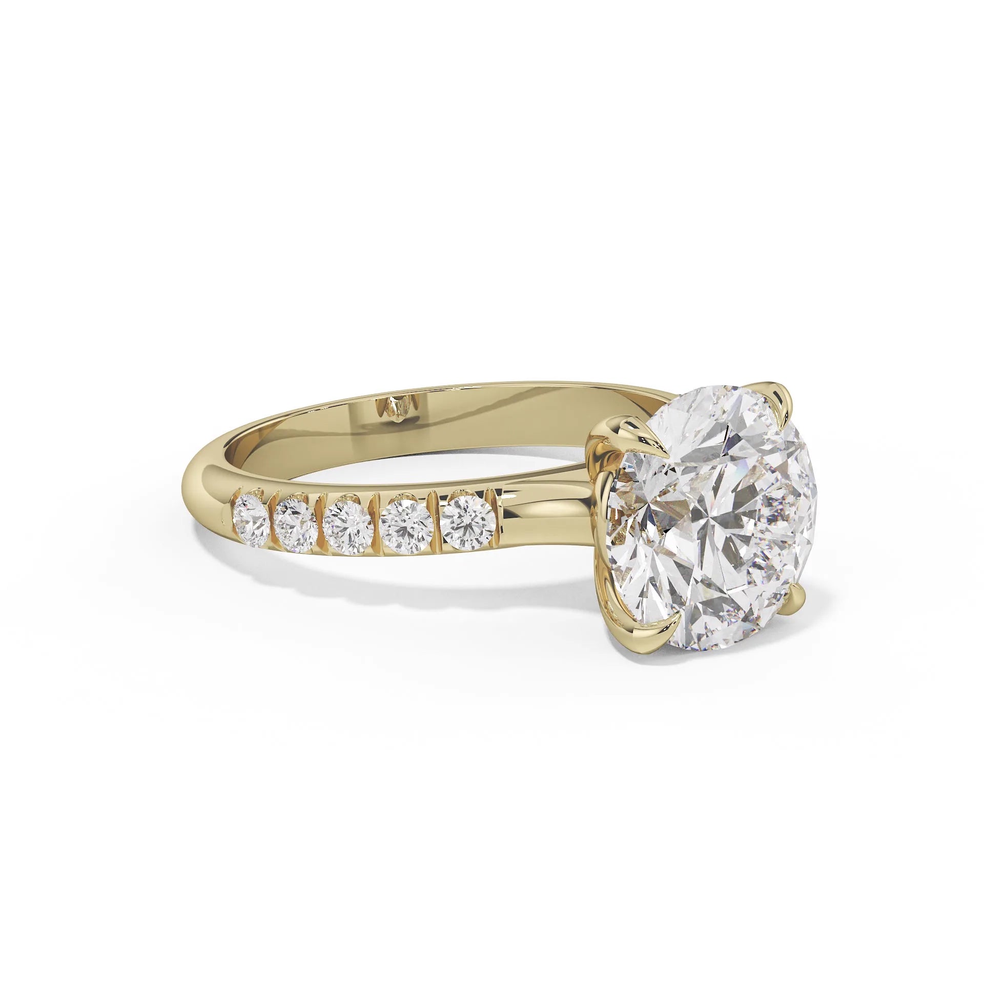 "Amara" Round Pavé Side Stone Ring — Savina Diamonds (view 4 of 4)