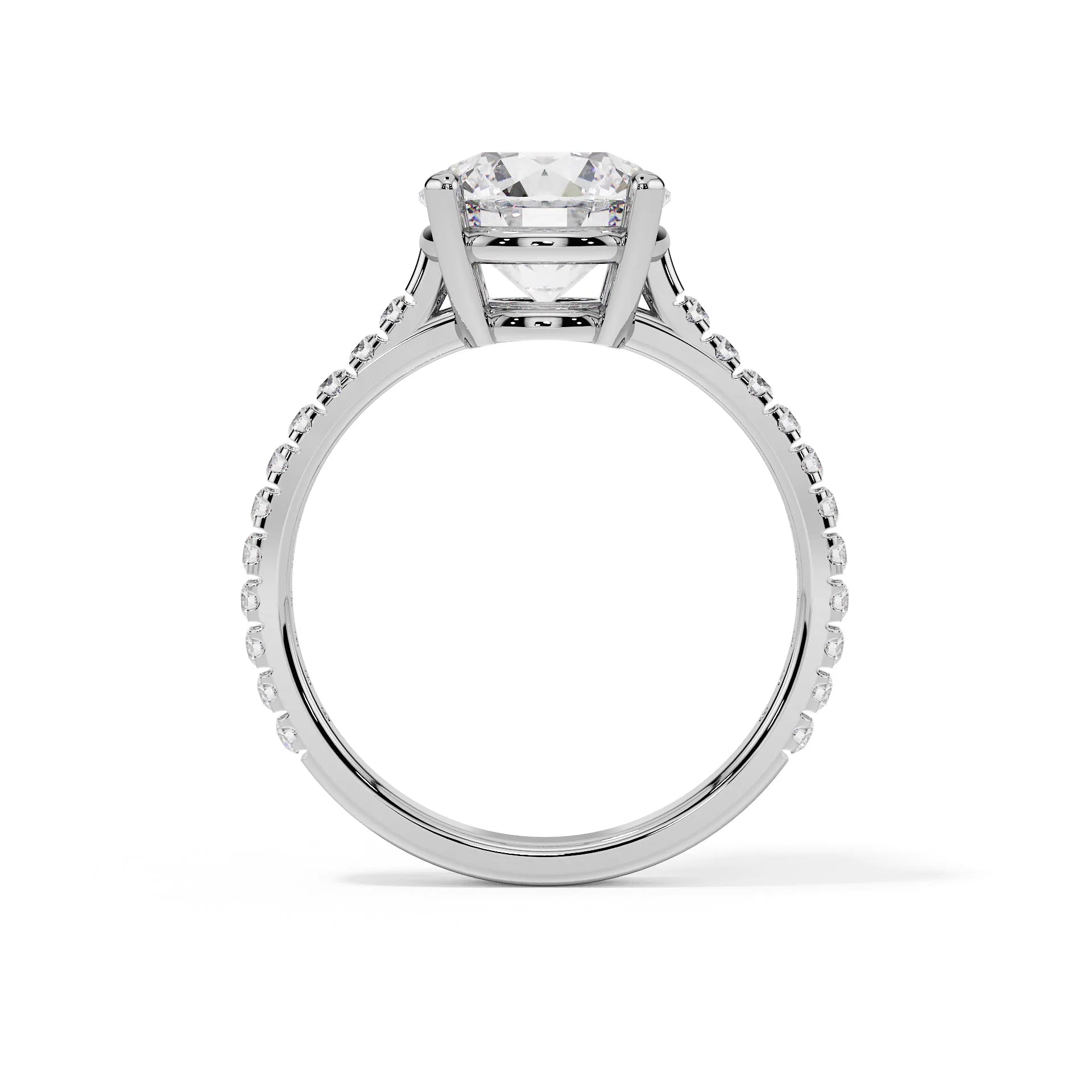 "Valentina" Round Stone Pavé Ring — Savina Diamonds (view 2 of 4)