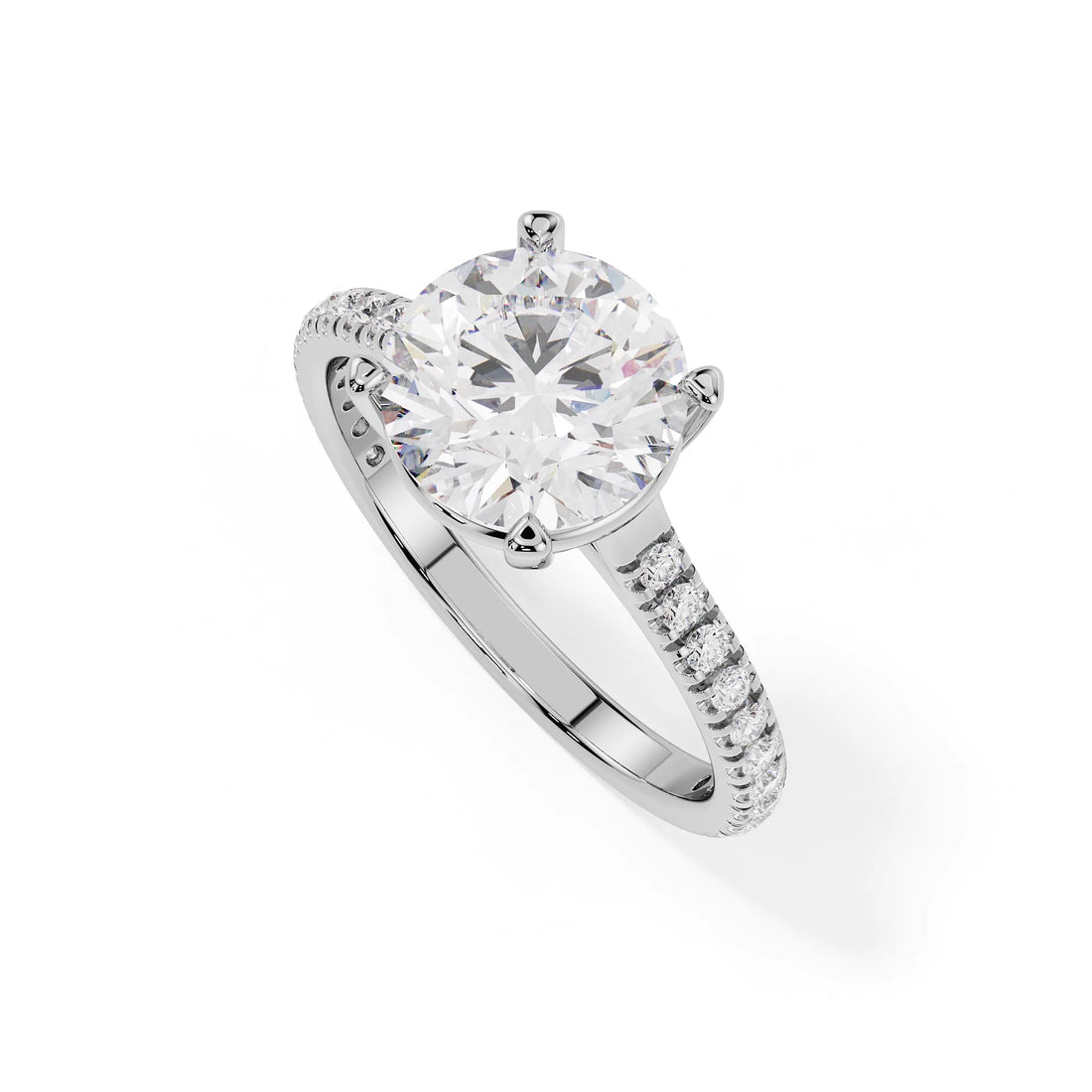"Valentina" Round Stone Pavé Ring — Savina Diamonds (view 1 of 4)