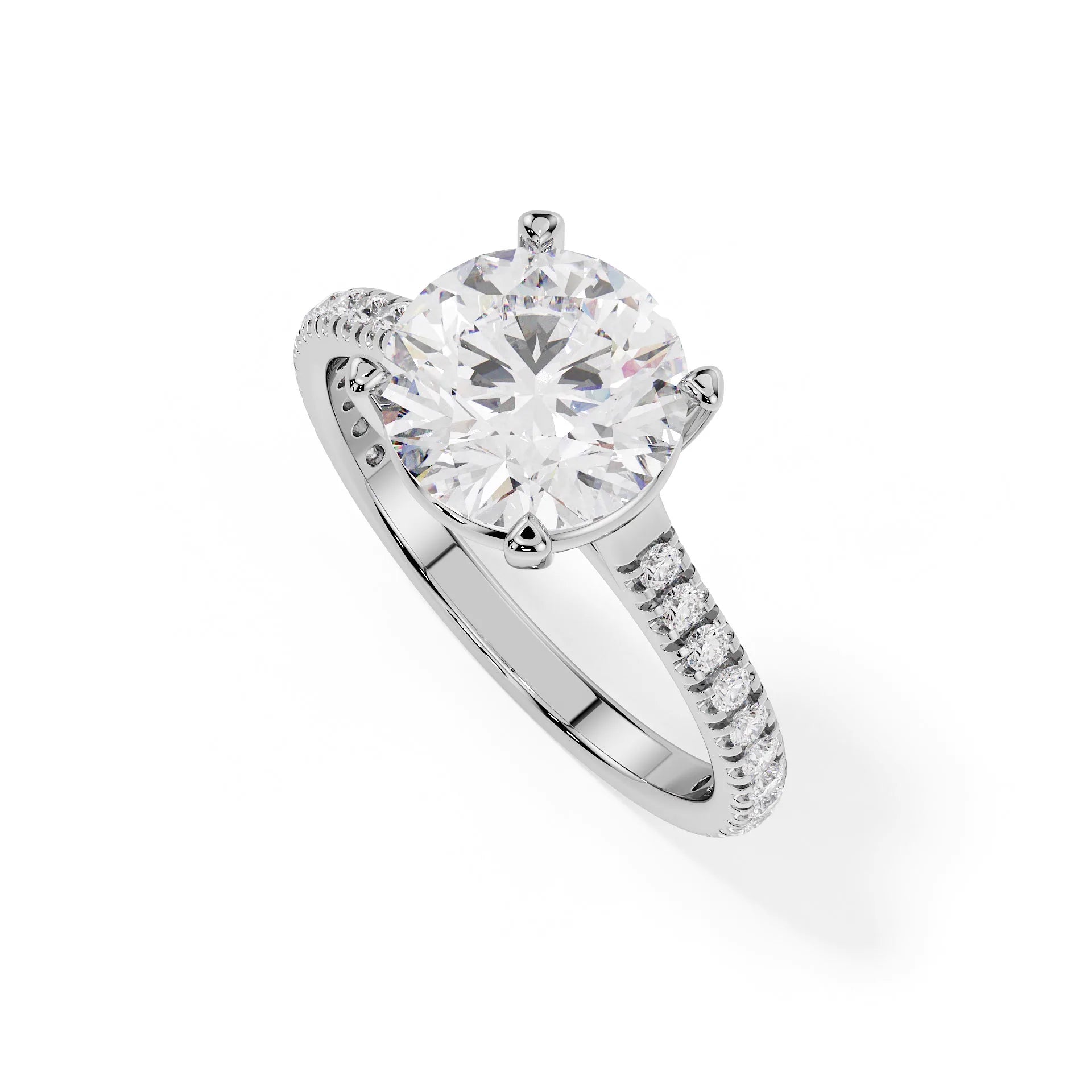 "Valentina" Round Stone Pavé Ring — Savina Diamonds (view 1 of 4)