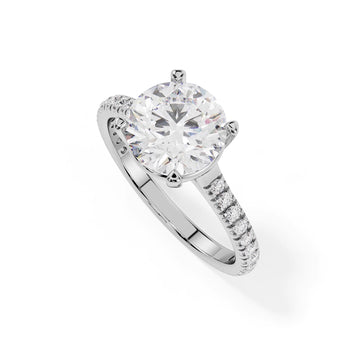 "Valentina" Round Stone Pavé Ring — Savina Diamonds (view 1 of 4)