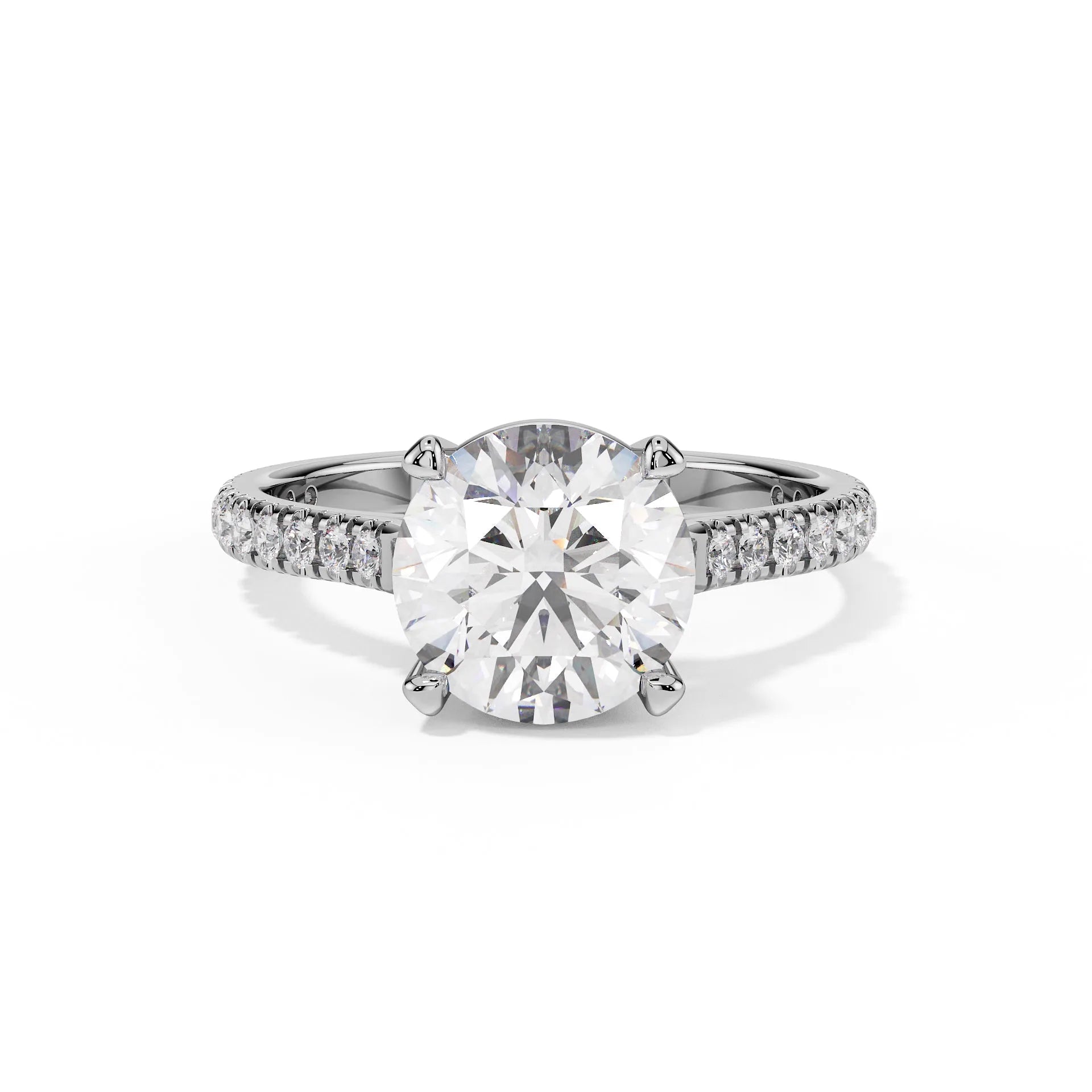 "Valentina" Round Stone Pavé Ring — Savina Diamonds (view 3 of 4)