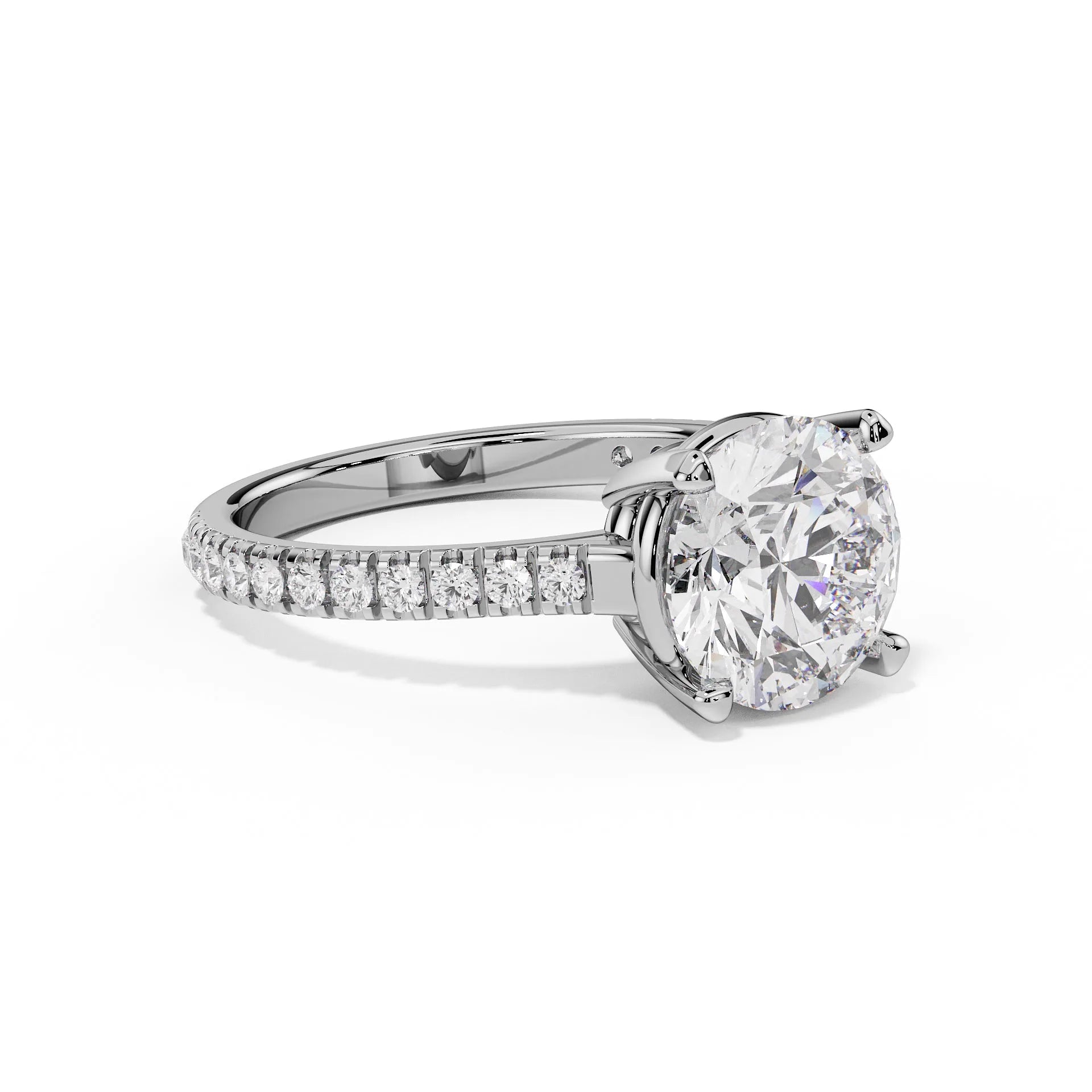 "Valentina" Round Stone Pavé Ring — Savina Diamonds (view 4 of 4)