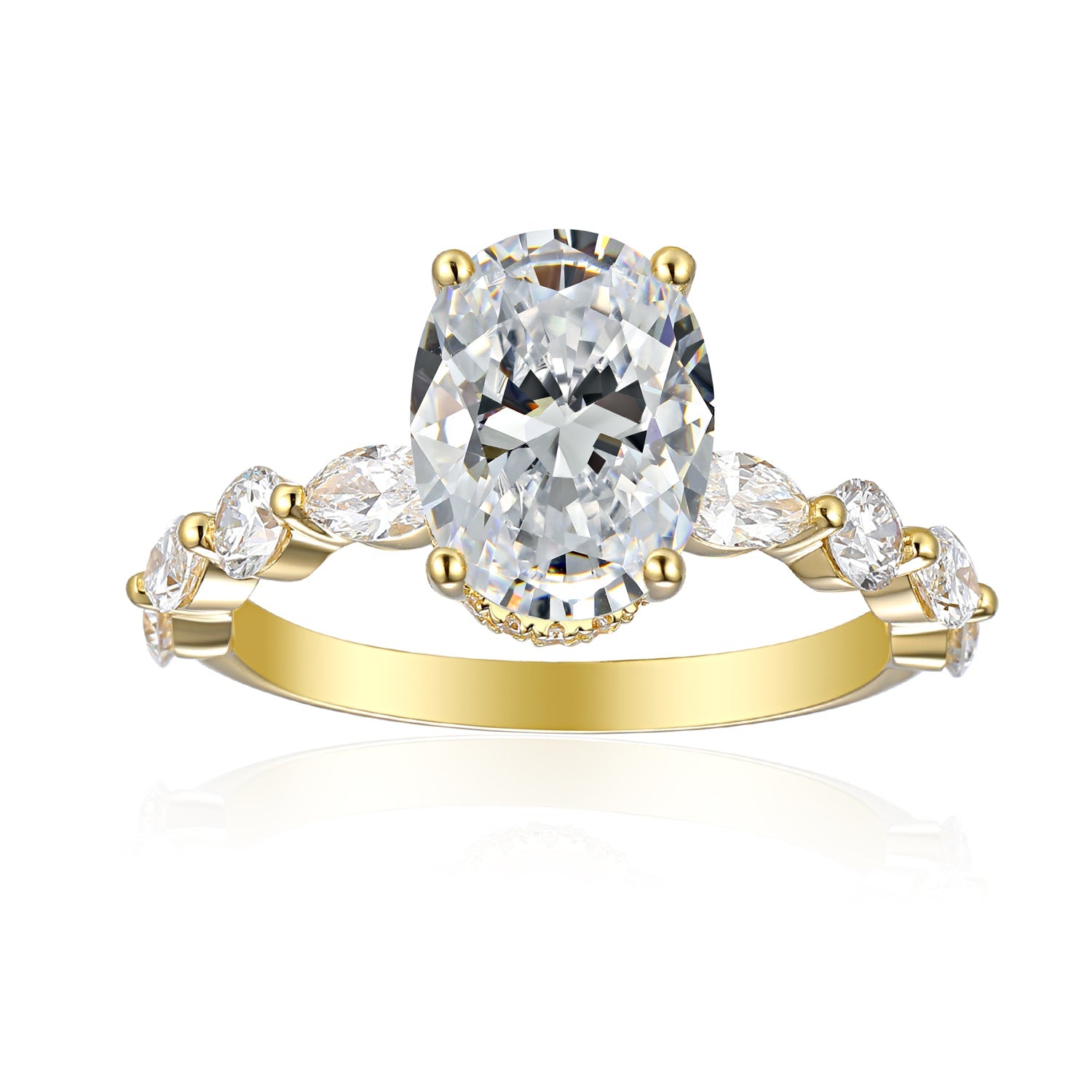 OVAL RING WITH SIDE STONES 2.14CT