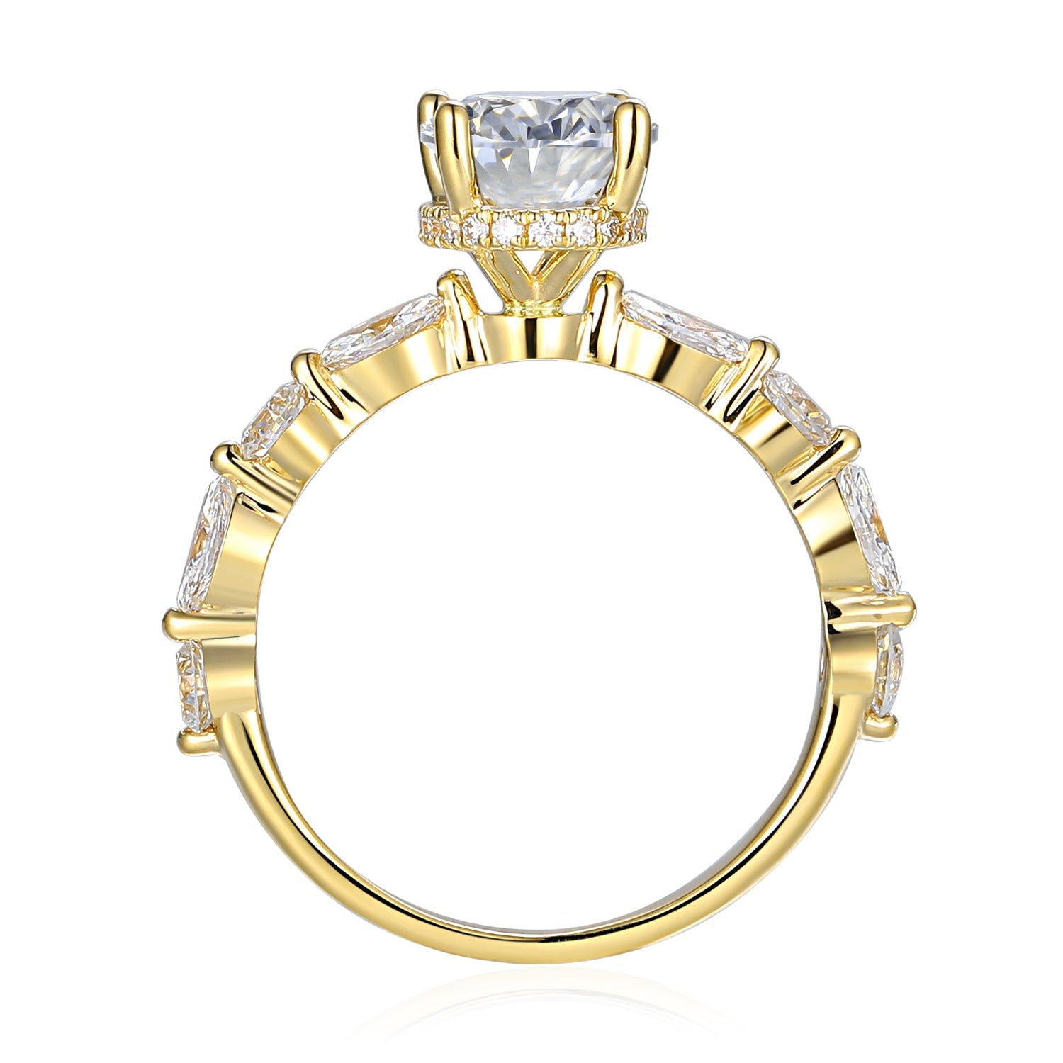 OVAL RING WITH SIDE STONES 2.14CT