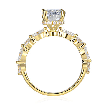 OVAL RING WITH SIDE STONES 2.14CT