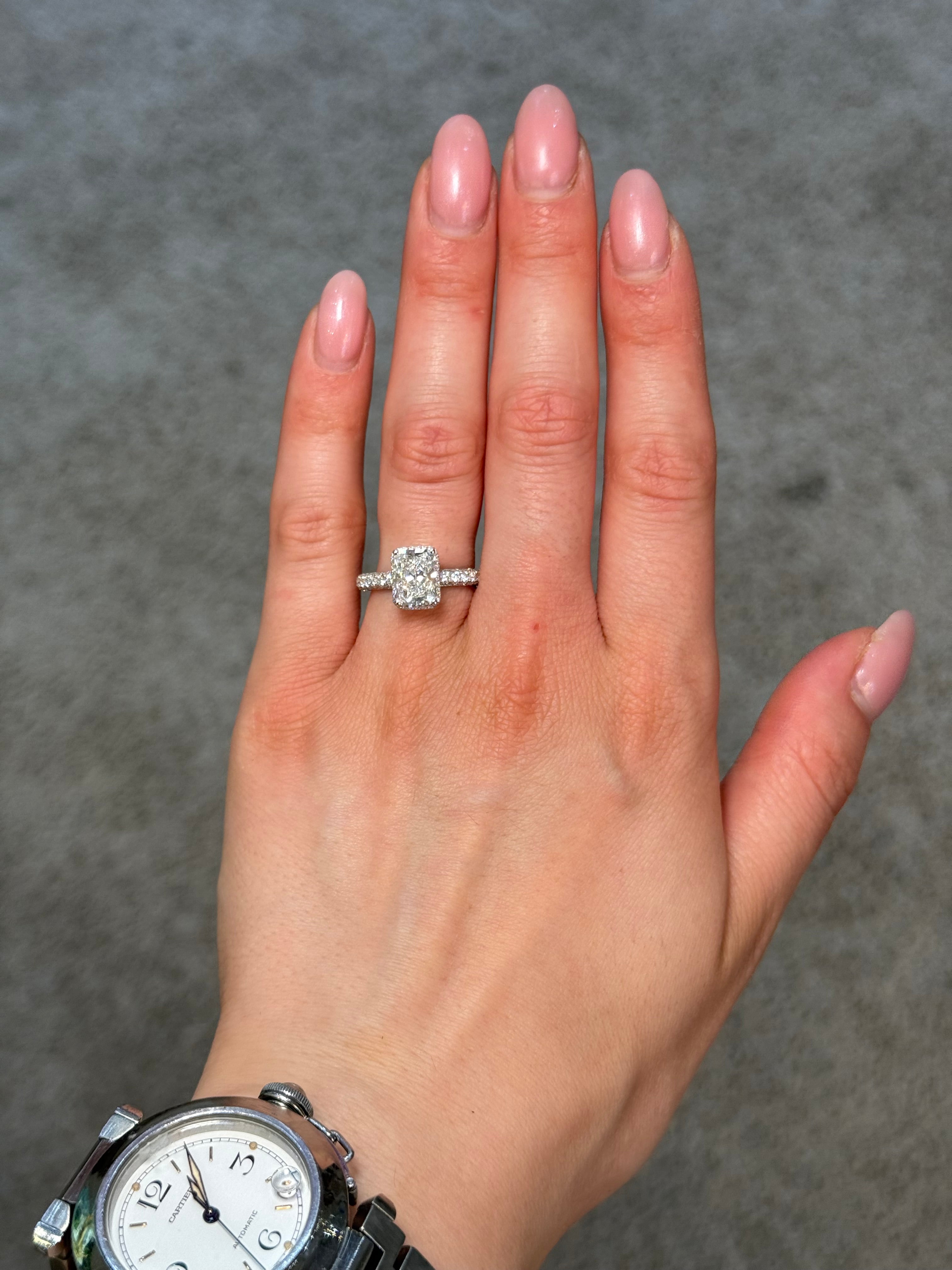 Custom Made Radiant Natural Diamond White Gold (18K) Ring