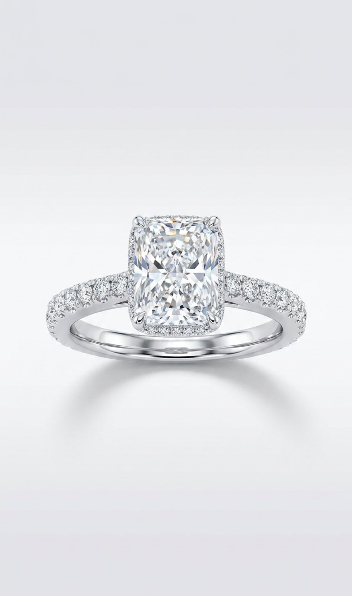 Custom Made Radiant Natural Diamond White Gold (18K) Ring