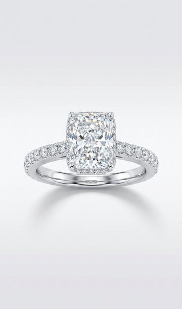 Custom Made Radiant Natural Diamond White Gold (18K) Ring